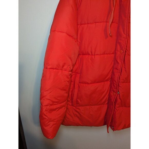 GAP Cold Control Max Red Jacket Womens M Hooded Puffer Water Resistant Coat - Picture 5 of 14
